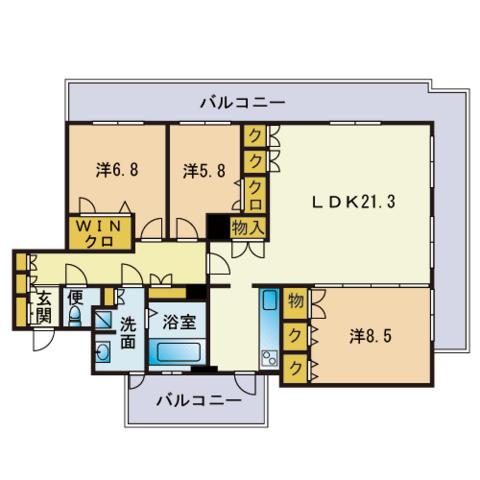 ラピスラズリ・カーサ(3LDK/12階)の間取り写真