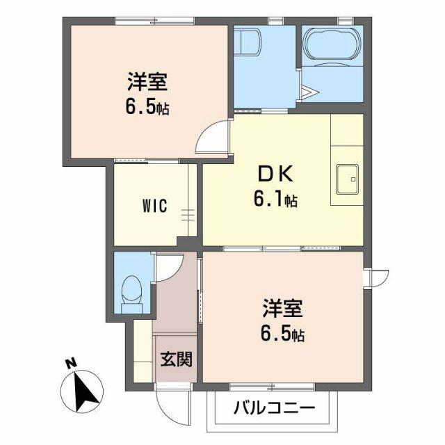 エスポワールII A棟(2DK/1階)の間取り写真