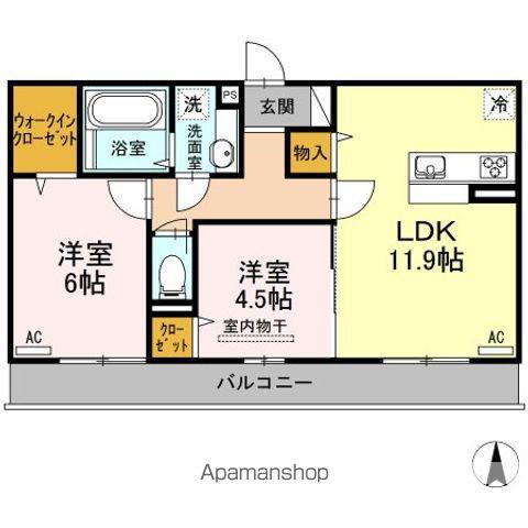ヴィレッタ A棟(2LDK/2階)の間取り写真