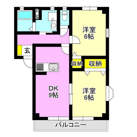 グリーンエントピア(2DK/2階)の間取り写真