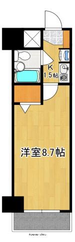 ライオンズマンション甲府中央(1K/4階)の間取り写真