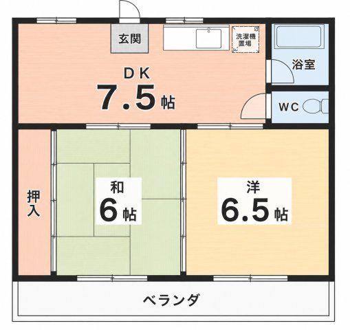 峰ビル(2DK/4階)の間取り写真