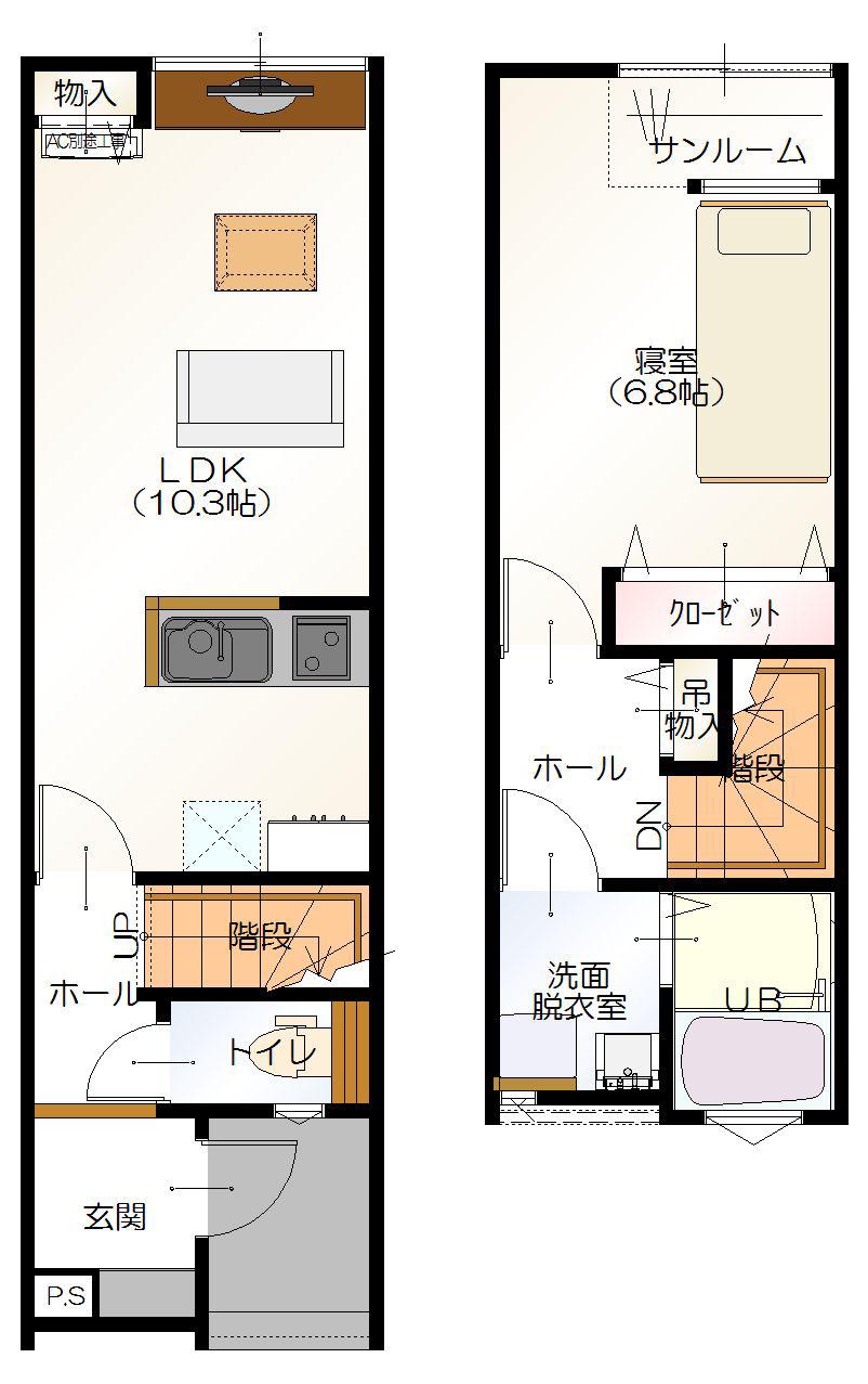 D-BOX白帆台(1LDK/1階)の間取り写真