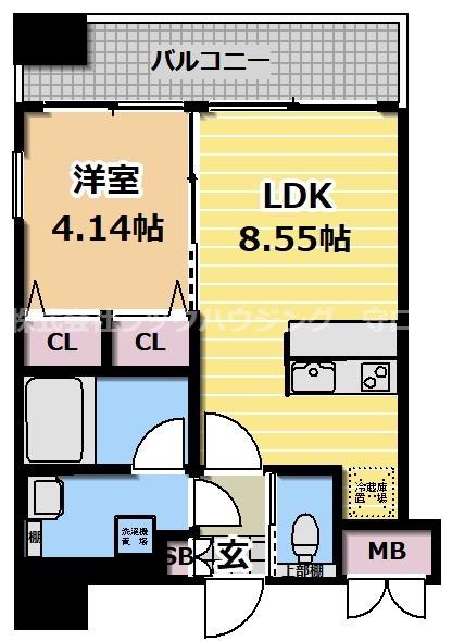 プレジオ城北(1LDK/15階)の間取り写真