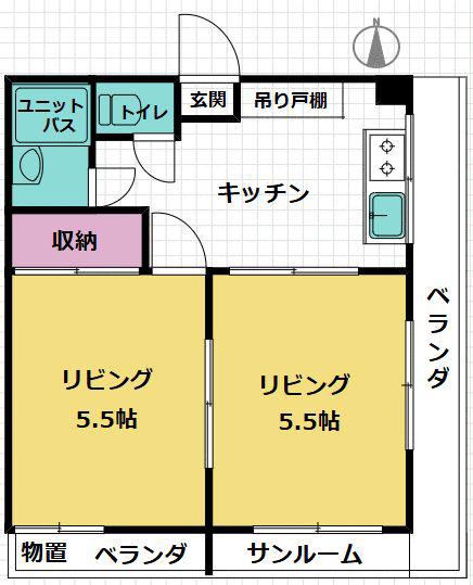 大和コーポ(2K/3階)の間取り写真