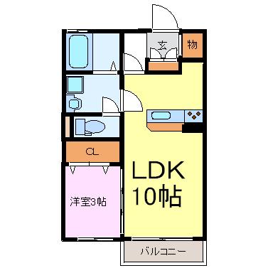 エルコーポ A(1LDK/2階)の間取り写真