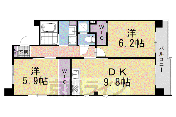 IL ROSSO堀川六角(2LDK/6階)の間取り写真