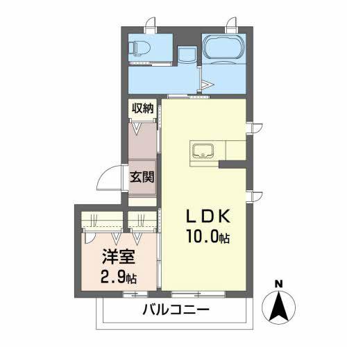 シャルール(1LDK/3階)の間取り写真