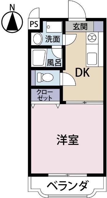 ゴールドヴィレッジ(1DK/2階)の間取り写真