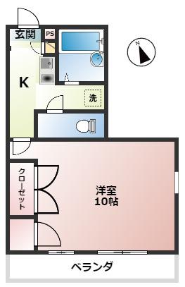 リバーサイドグリーン(1K/2階)の間取り写真