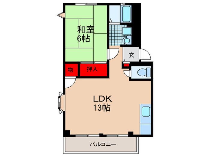 ゆったりポポ C(1LDK/3階)の間取り写真