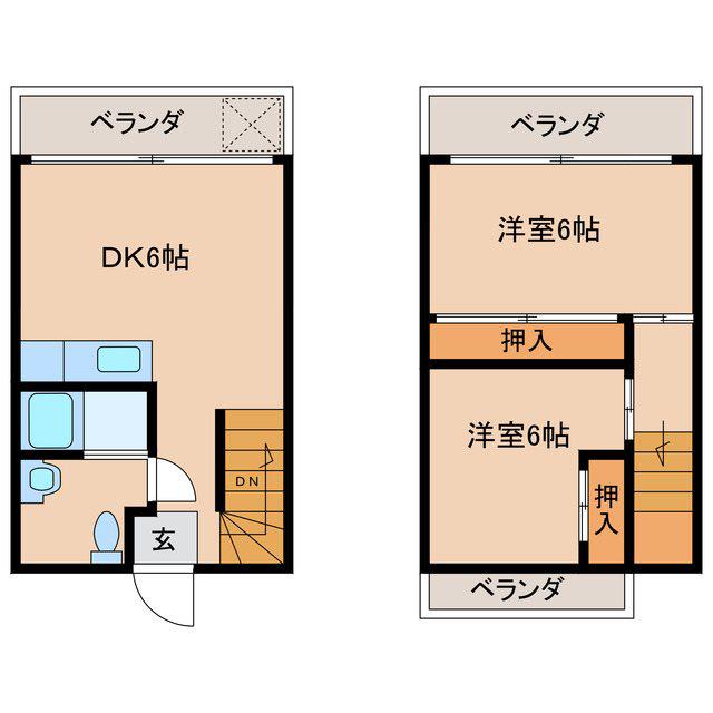 サンハイツ井野台(2DK/4階)の間取り写真