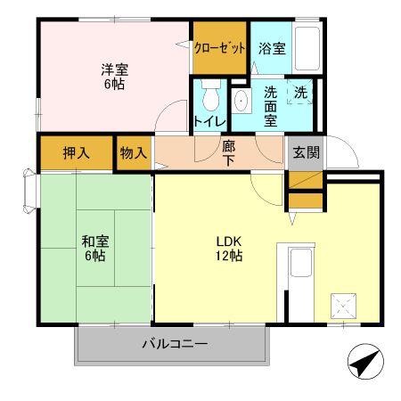 エスペランサ E棟(2LDK/1階)の間取り写真