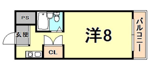 トレンディ立花(ワンルーム/3階)の間取り写真
