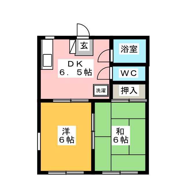 サンハイツ豊田(2DK/1階)の間取り写真