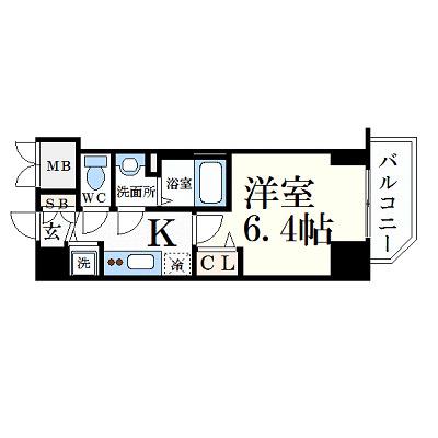 プレサンス松屋町グレース(1K/13階)の間取り写真