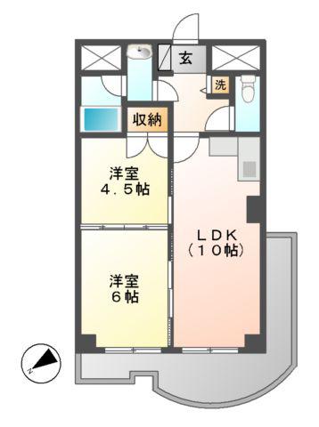 メゾンエトワール(2LDK/9階)の間取り写真