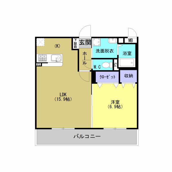 グランディールクラウン(1LDK/3階)の間取り写真