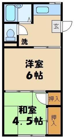 パステル上福岡(2K/1階)の間取り写真
