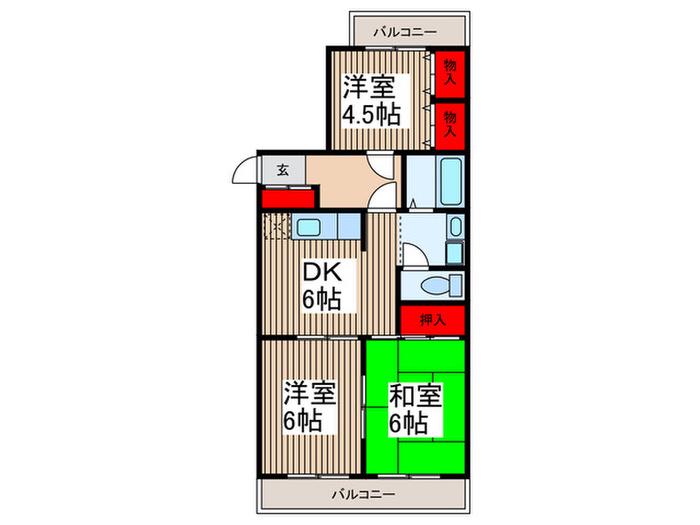 サンライズ東大宮(3DK/1階)の間取り写真