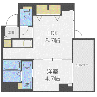 ヴァン ド メール唐人(1LDK/5階)の間取り写真