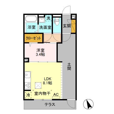 ラウレア(1LDK/1階)の間取り写真