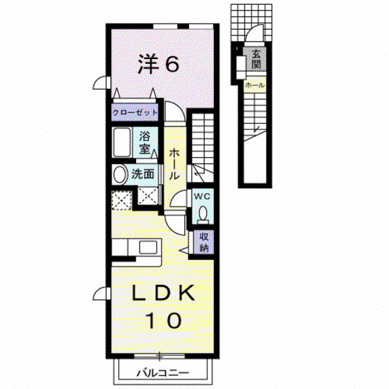 アルモニー・アンジュA棟(1LDK/2階)の間取り写真