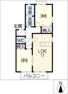 MASTTOWN平和が丘(2LDK/2階)の間取り写真