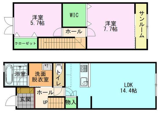 シェ・リオン(2LDK/1階)の間取り写真
