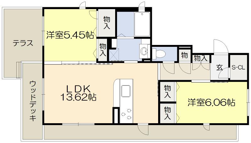 CREST緑地(2LDK/1階)の間取り写真