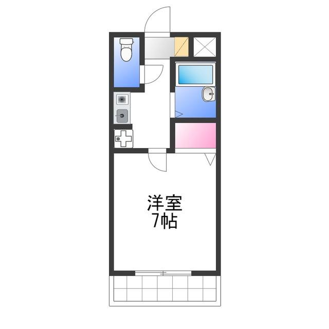 サザンベル岸和田(1K/2階)の間取り写真