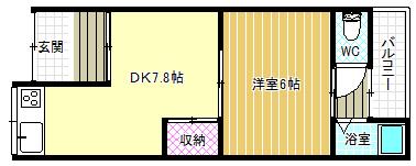 寿荘(1DK/1階)の間取り写真