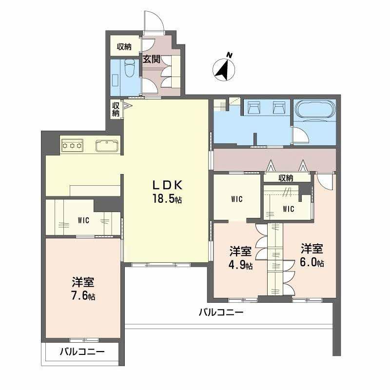 ミュリエル箕面(3LDK/4階)の間取り写真