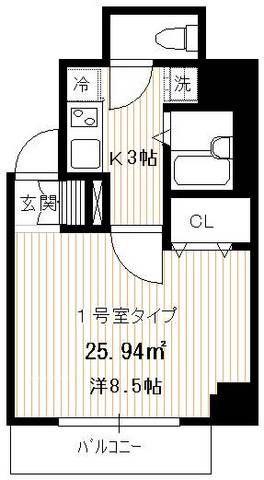 PALAZZO秀亜(1K/4階)の間取り写真