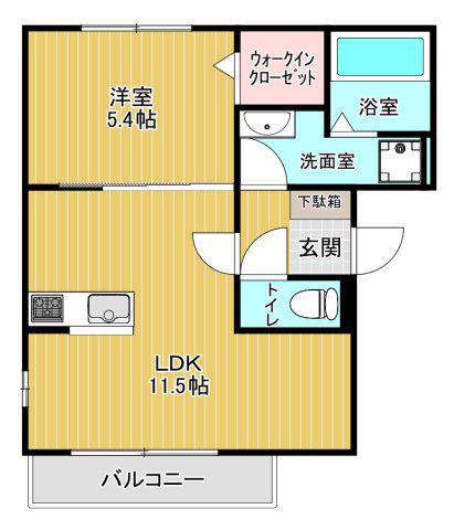 D-ROOMル・シャン・ドゥ・フルール(1LDK/2階)の間取り写真