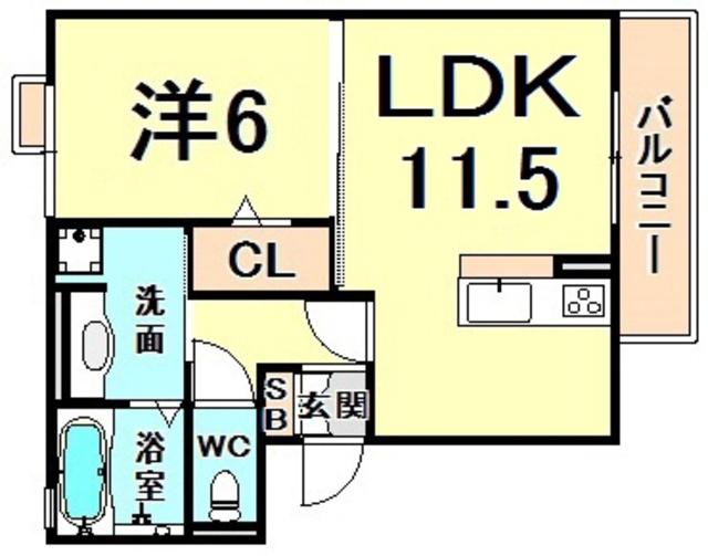 セジュール甲子園春風(1LDK/3階)の間取り写真