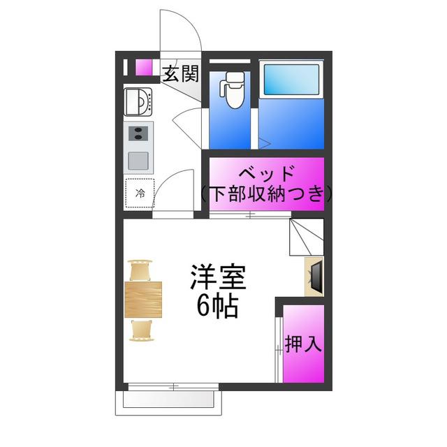 レオパレス JOY LAND(1K/1階)の間取り写真
