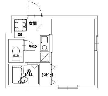 フラットテラスA(ワンルーム/1階)の間取り写真