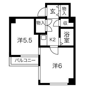 プリンセス新栄(2K/4階)の間取り写真