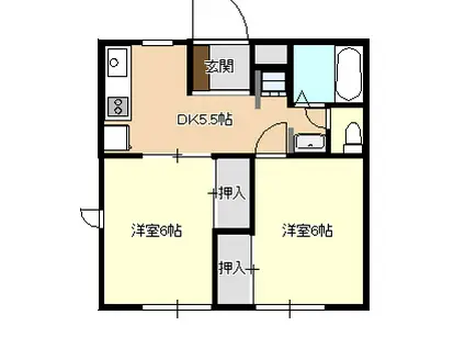 フィルコートA(2DK/1階)の間取り写真