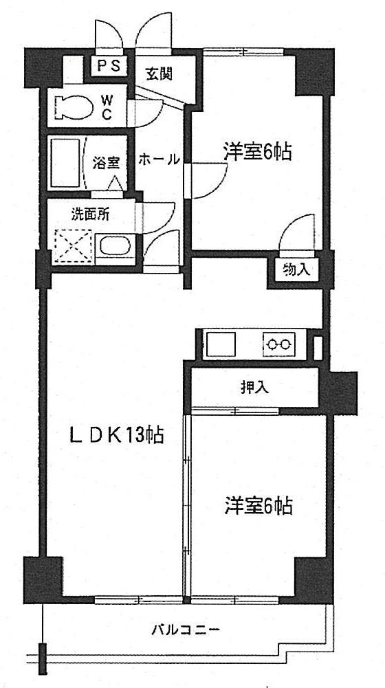サンシティ千代田(2LDK/8階)の間取り写真