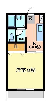 ハイツ南蔵王(1K/2階)の間取り写真