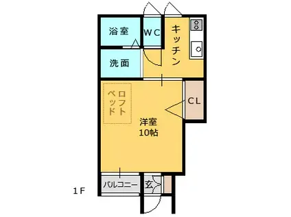 プレディール(1K/1階)の間取り写真