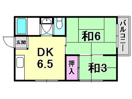香風マンション(2DK/3階)の間取り写真