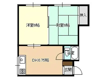 プリンセスコート(2DK/2階)の間取り写真