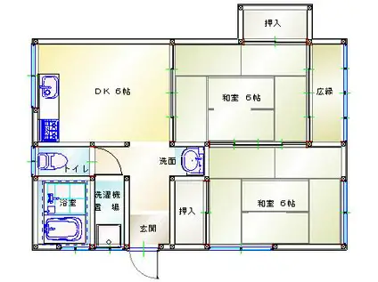 ハッピーホーム(2DK/1階)の間取り写真