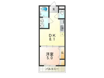 フジパレス堺鳳中II番館(1DK/2階)の間取り写真