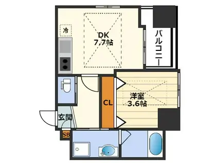 ノルデンタワー南森町プレミアム(1DK/10階)の間取り写真