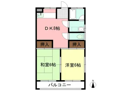 上野屋コーポ(2DK/2階)の間取り写真