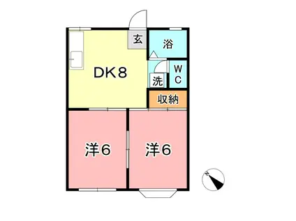 シャトレ・ウエストB(2DK/1階)の間取り写真